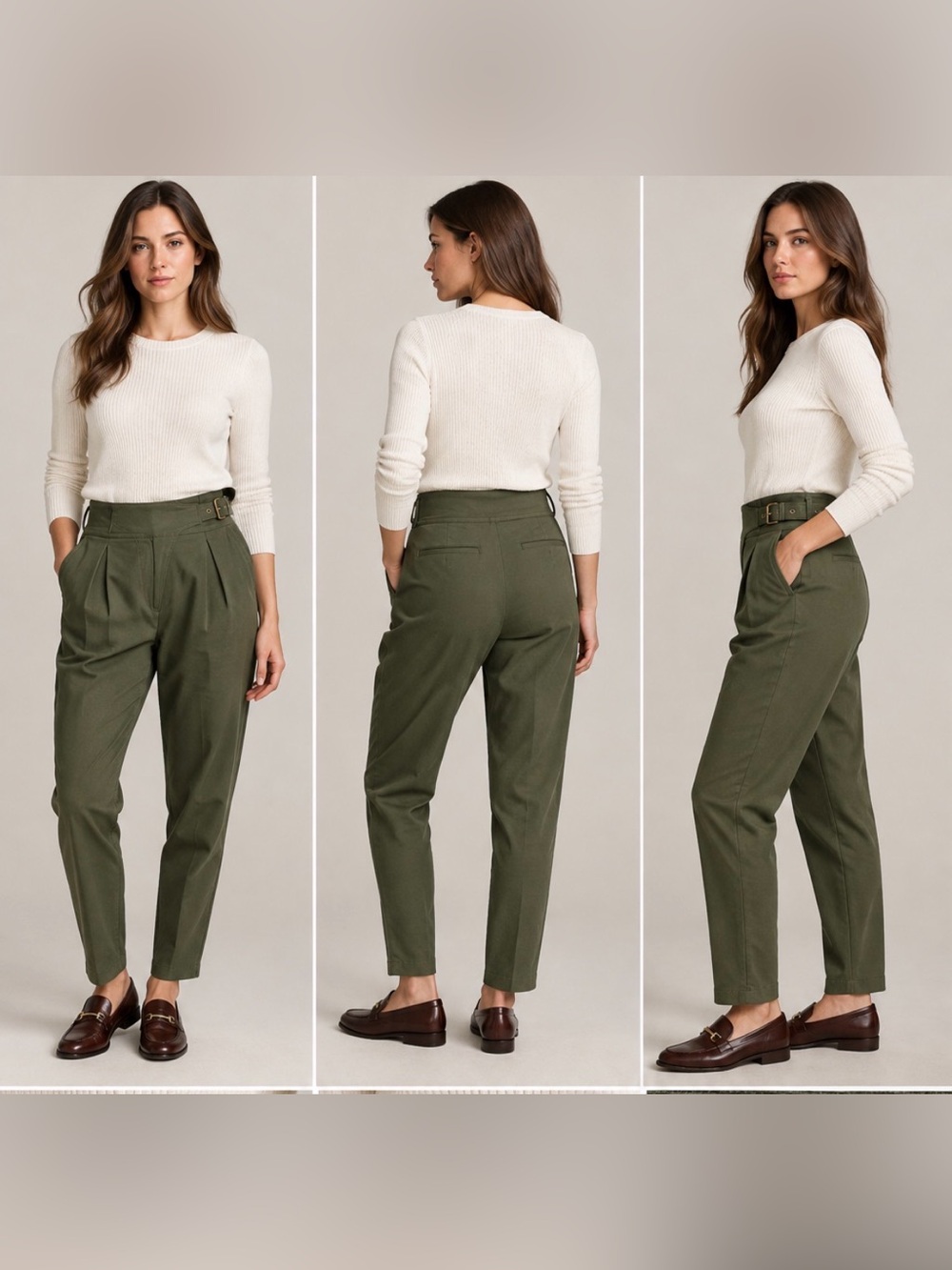 Lauren Ralph Lauren Olive Green Belted Pant Sz 10